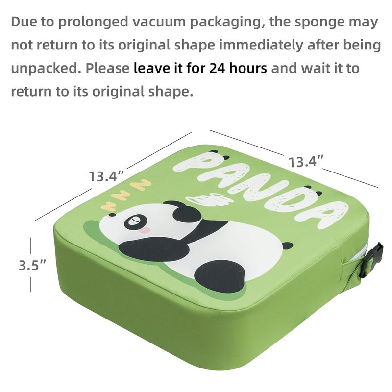 Eiury Toddler Booster Seat for Dining Table, Portable Kids Booster Seat with Safety Buckles Portable Increasing Booster Cushion with Non-Slip Bottom (Green Panda) - Image 3